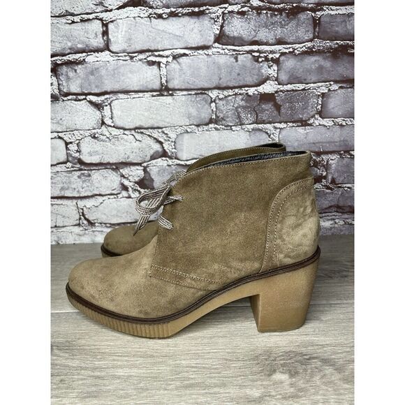 TONI PONS Winter Taupe Suede Ankle High Top Lace Heel Booties Women 41EU/10.5M - Picture 1 of 16